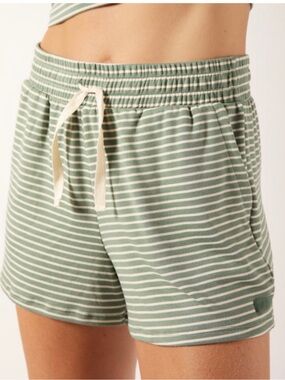 Striped Basil Green Drawstring Women’s Lounge Shorts